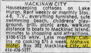 Mohawk Motel (Mohawk Motor Court) - June 1973 Ad
